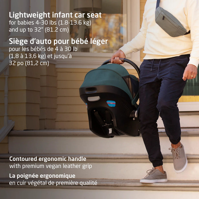 Maxi Cosi Fame Stroller + Mico Luxe+ Car Seat Travel System - Twillic Green