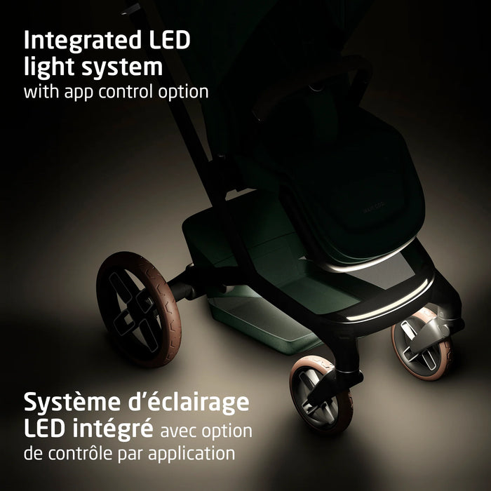 Maxi Cosi Fame Stroller + Mico Luxe+ Car Seat Travel System - Twillic Green