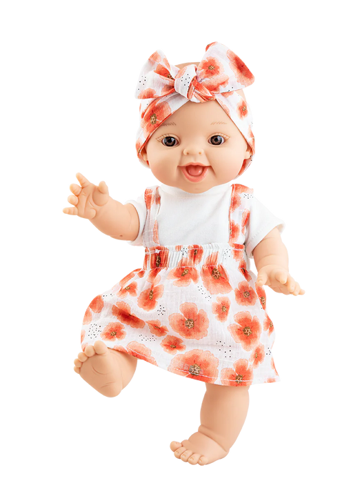 Paola Reina Gordis Doll Clothes - Floral Overalls Set