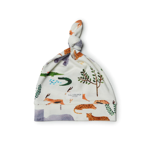 Loulou Lollipop Top Knot Beanie - Safari Jungle 0-6M