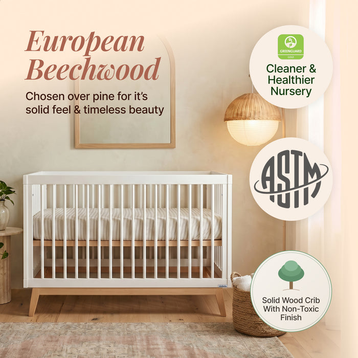 Dadada Soho 3-in-1 Convertible Crib - White/Natural