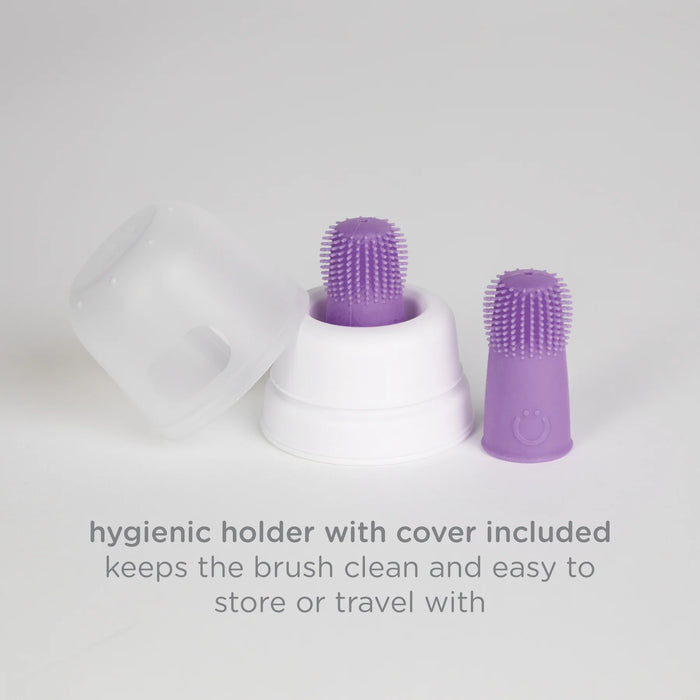 Ubbi Silicone Finger Toothbrush + Case 2pk - Purple