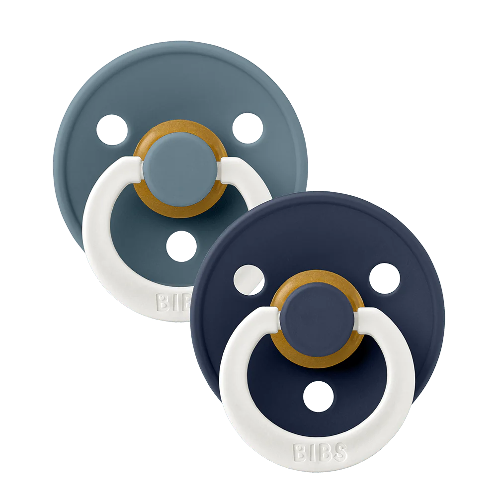Bibs Round Pacifier Glow 2pk - Petrol/Deep Space 0-6M