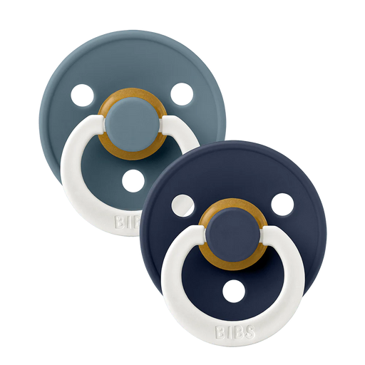 Bibs Round Pacifier Glow 2pk - Petrol/Deep Space 0-6M
