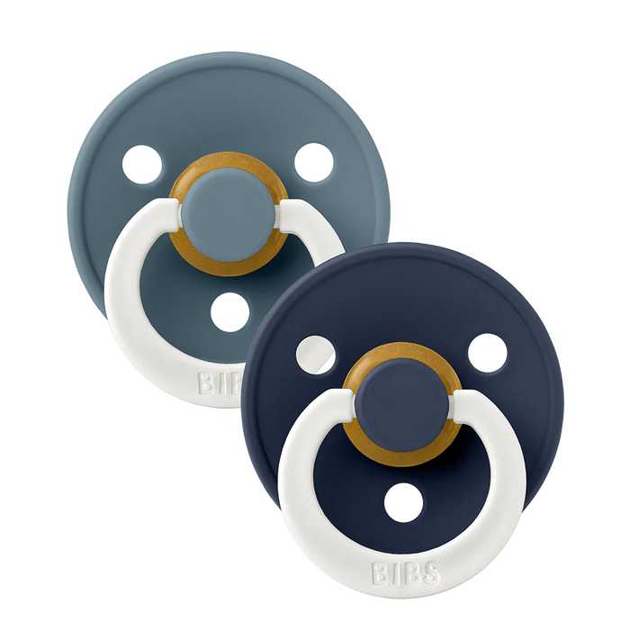 Bibs Round Pacifier Glow 2pk - Petrol/Deep Space 0-6M