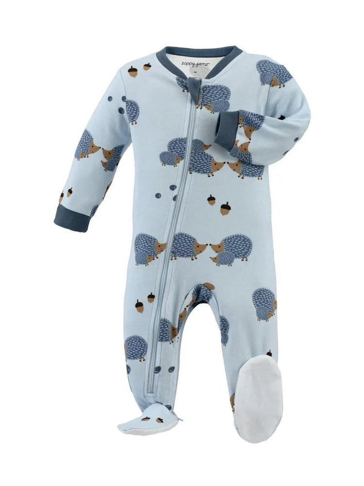 Zippy Jamz Footed Organic Cotton - Hedgehugs & Kisses Blue