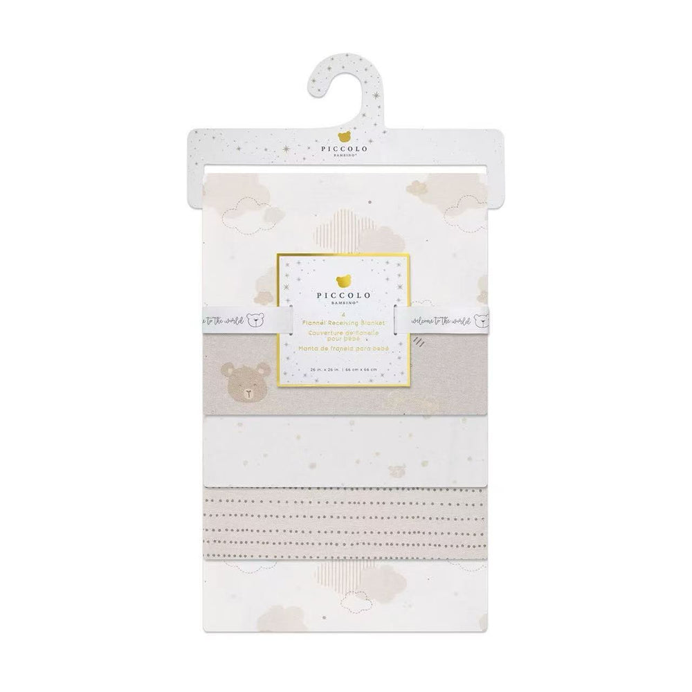 Piccolo Bambino 3pk Flannel Receiving Blanket 26x26 - Beige