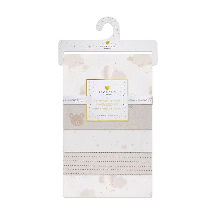 Piccolo Bambino 3pk Flannel Receiving Blanket 26x26 - Beige