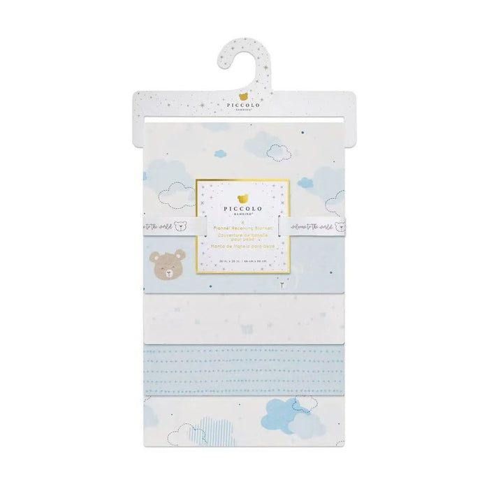 Piccolo Bambino 3pk Flannel Receiving Blanket 26x26 - Blue