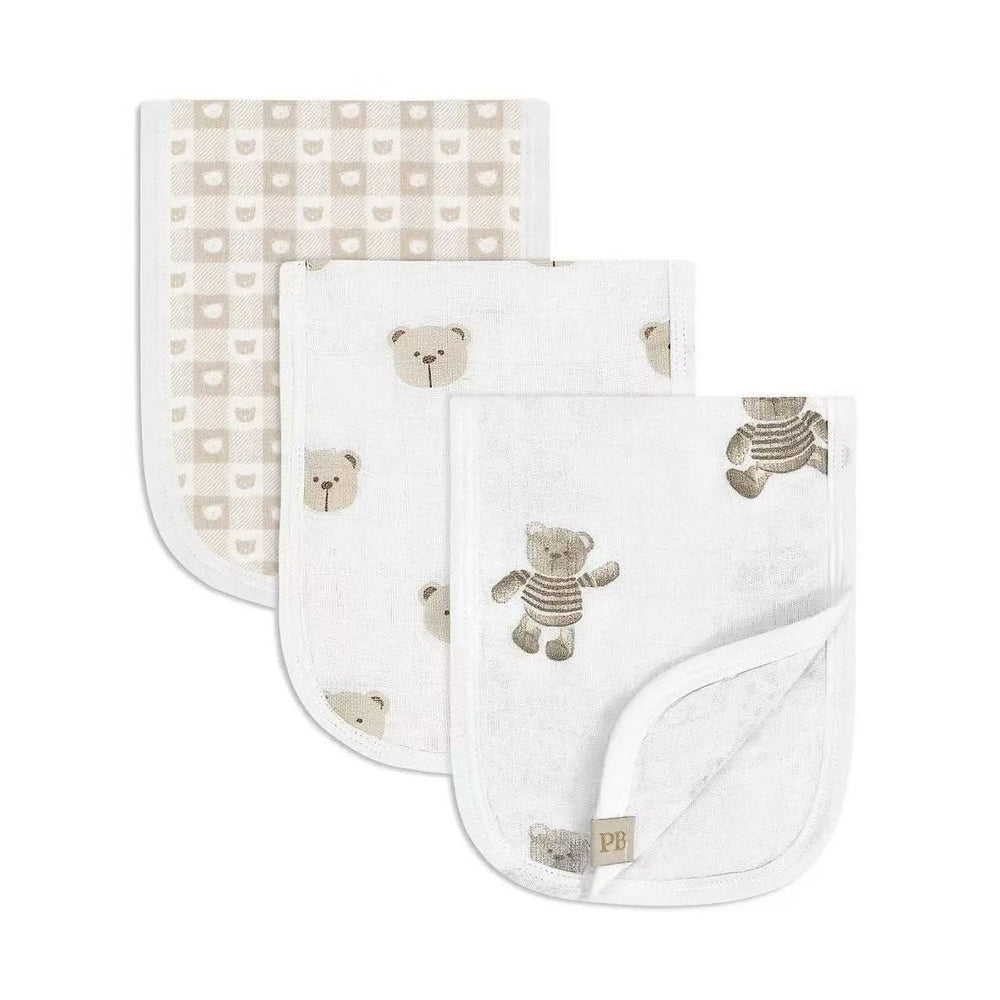 Piccolo Bambino 3pk Pack Muslin Burp Cloth 18x18 - White