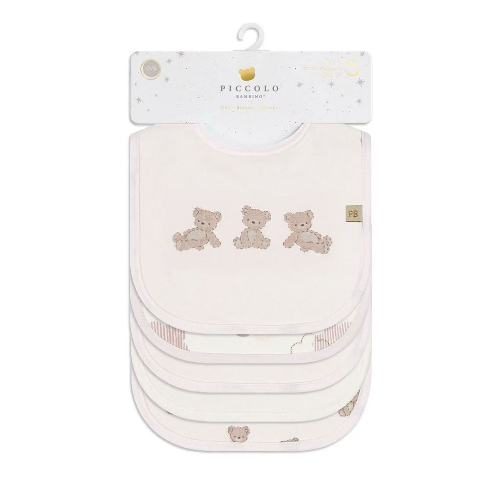 Piccolo Bambino 4pk Set: 2 Baby Milk Bibs & 2 Baby Burp Cloths - Pink