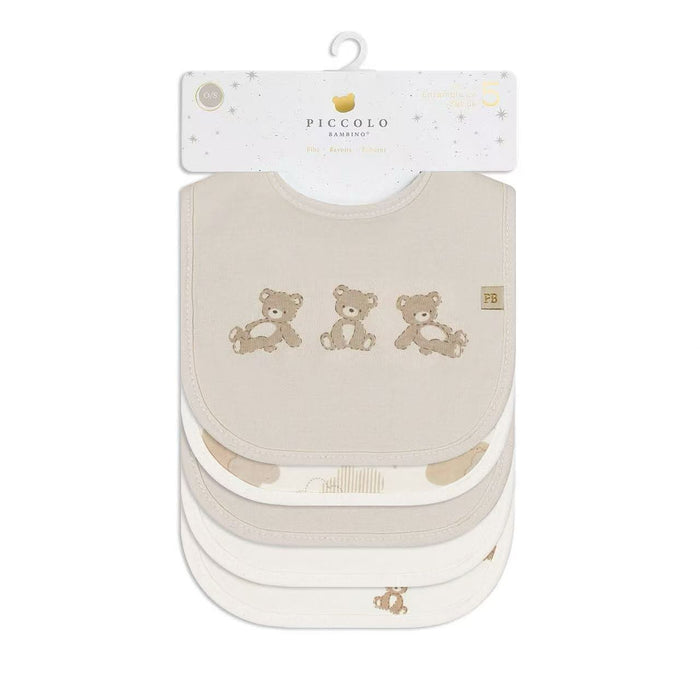 Piccolo Bambino 3pk Solid & all over printed Burp cloths 17x6 - Beige