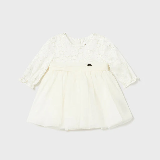 Mayoral Lurex Embroider Tulle Dress - Crudo 2855