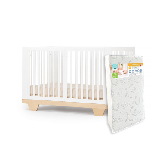 Dadada Spirit Crib (White/Natural) + Simmons Fresh Mattress Bundle