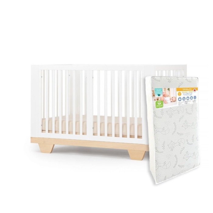 Dadada Spirit Crib (White/Natural) + Simmons Fresh Mattress Bundle