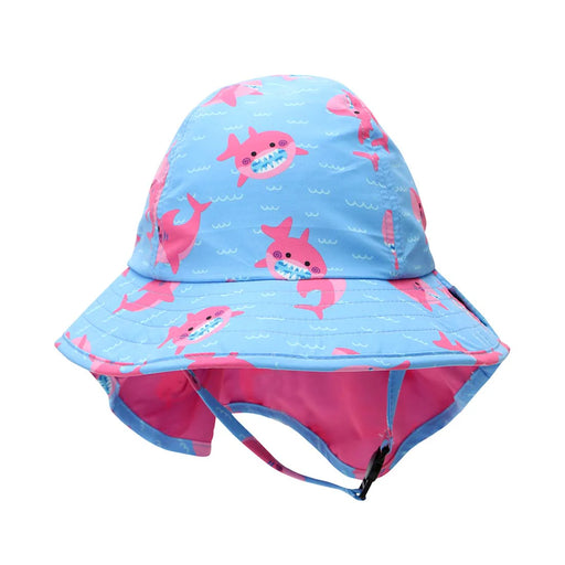 Zoocchini Baby Todder Cape Sunhat 6-24M- Pink Shark