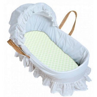 Ben & Noa Bassinet Sheet - Green Lattice
