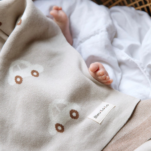 Bleu La La Swaddle Blanket Car - Oatmeal
