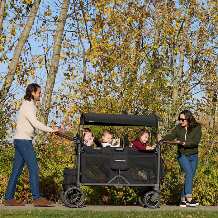 WonderFold W6 Luxe PRO 6-Seater Stroller Wagon - Jet Black