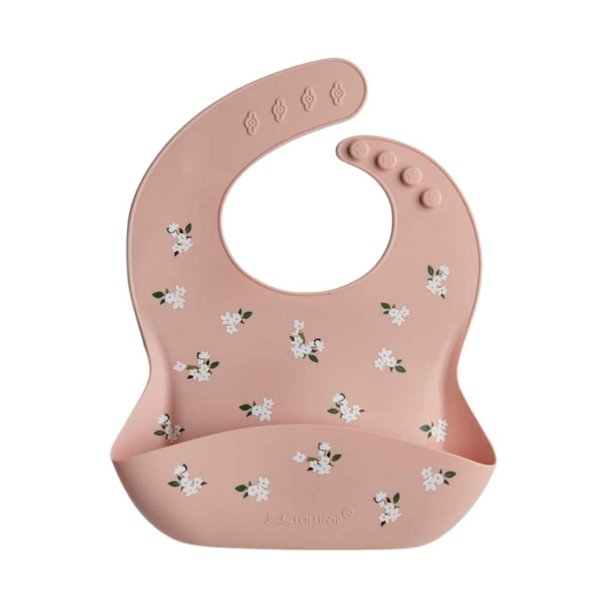 Loulou Lollipop Silicone Bib - White Flower
