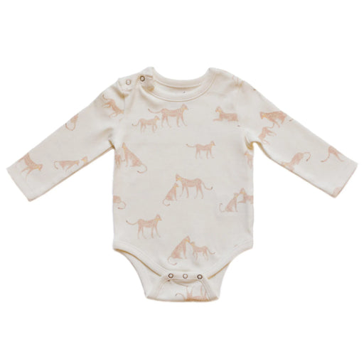 Pehr Shoulder Snap One-Piece Long Sleeve Bodysuit - Cheetah