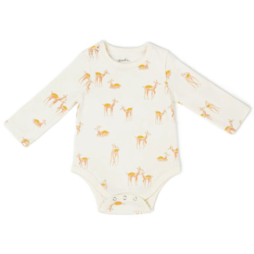 Pehr Shoulder Snap One-Piece Long Sleeve Bodysuit - Deer