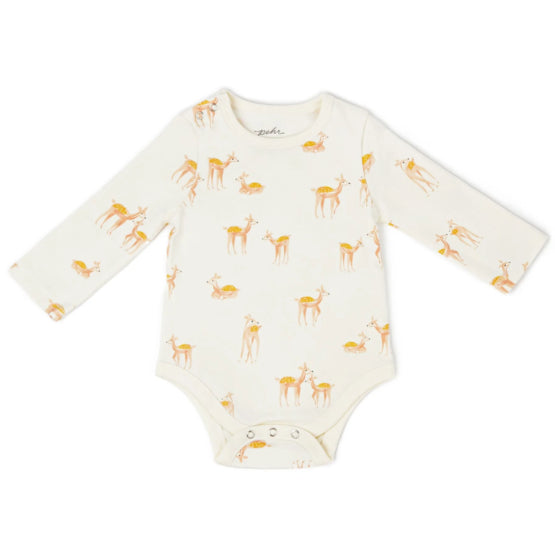 Pehr Shoulder Snap One-Piece Long Sleeve Bodysuit - Deer