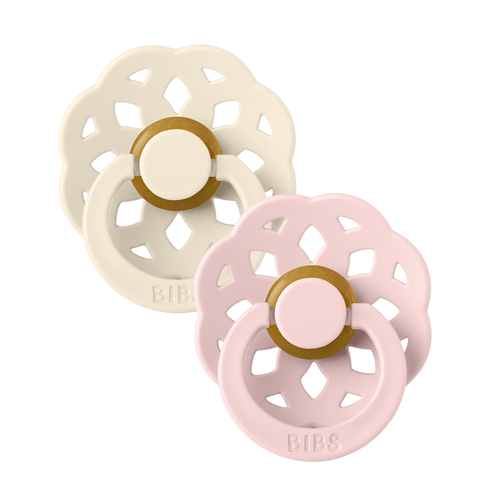 Bibs Pacifier Boheme 2Pk - Ivory/Blossom 0-6M