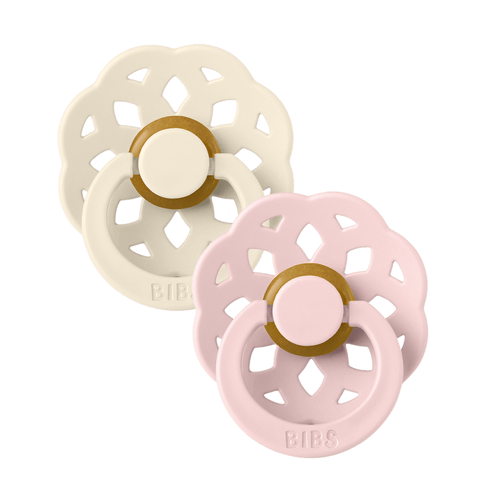 Bibs Pacifier Boheme 2Pk - Ivory/Blossom 0-6M