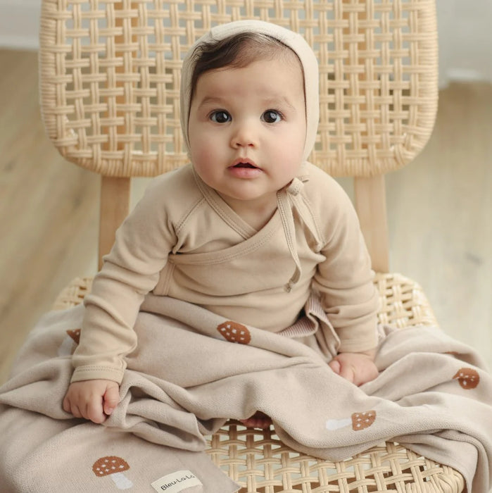 Bleu La La Swaddle Blanket Mushroom - Camel