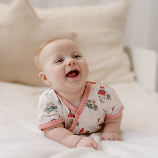Nest Designs Short Sleeve Kimono Onesie - Very Squirrelly