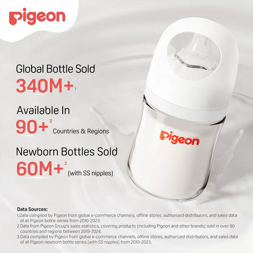 Pigeon Glass Bottle 3pk w/ Nipple - 8oz/3M+ PG81052