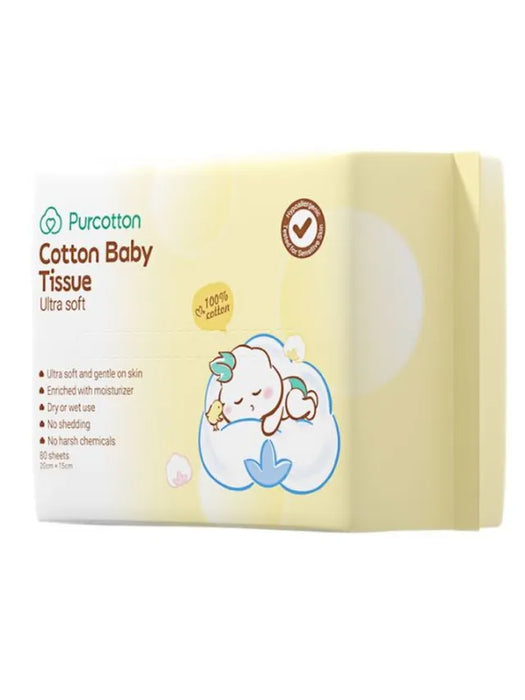 Purcotton Cotton Baby Tissues 80 Sheets (3pk)