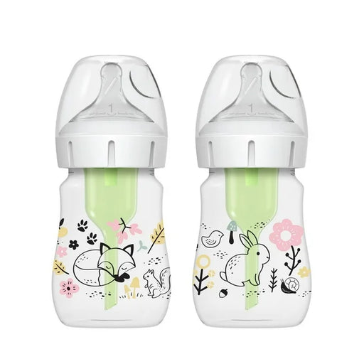 Dr Brown's Wide-Neck Anti-Colic Options+ 2pk Designer Bottles - Woodland 5oz