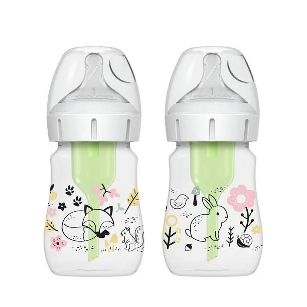 Dr Brown's Wide-Neck Anti-Colic Options+ 2pk Designer Bottles - Woodland 5oz