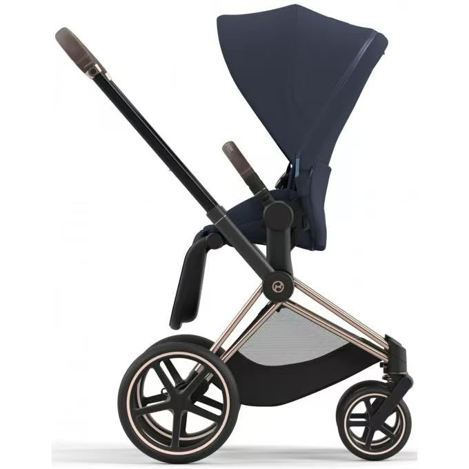 Cybex Priam4 - Rose Gold Frame w/ Navy Blue Seat