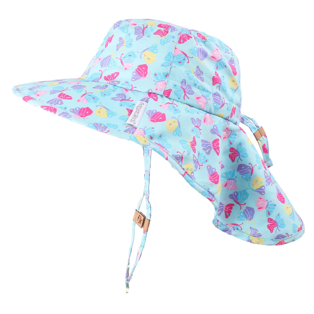 Flapjack Kids Sun Hat w/ Neck Cape- Butterfly