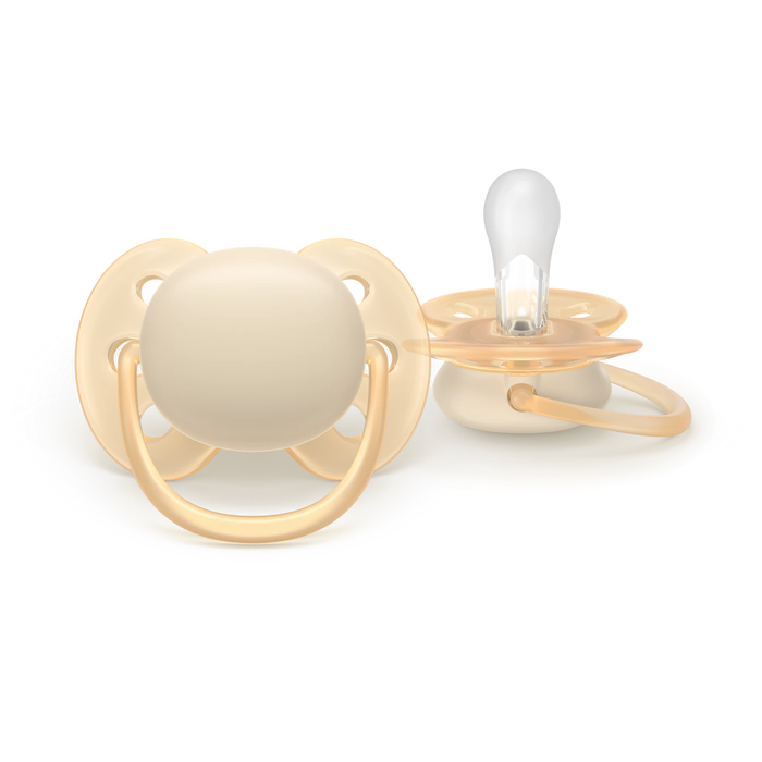 Avent Ultra Soft Pacifier 2pk 0-6M - Sand/Blossom