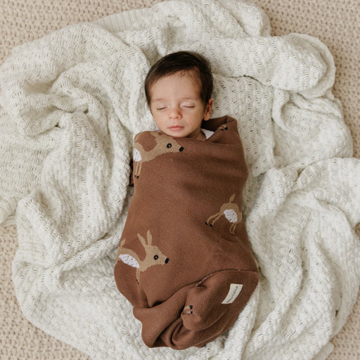 Bleu La La Swaddle Blanket Deer - Taupe