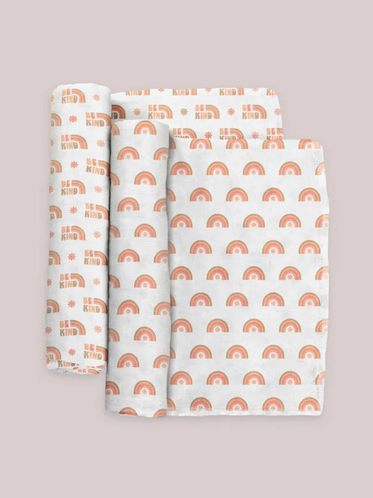 Ju-Ju-Be Swaddles Blanket 2pc Set - Be Kind Rainbows