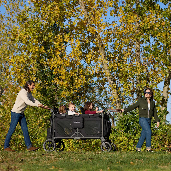 WonderFold W6 Luxe PRO 6-Seater Stroller Wagon - Jet Black