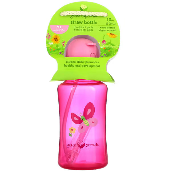 Green Sprouts Straw Bottle Pink 9m+