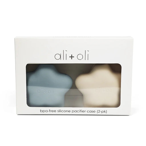 Ali+Oli Silicone Star Pacifier Holder Case 2pk - Mist Sand