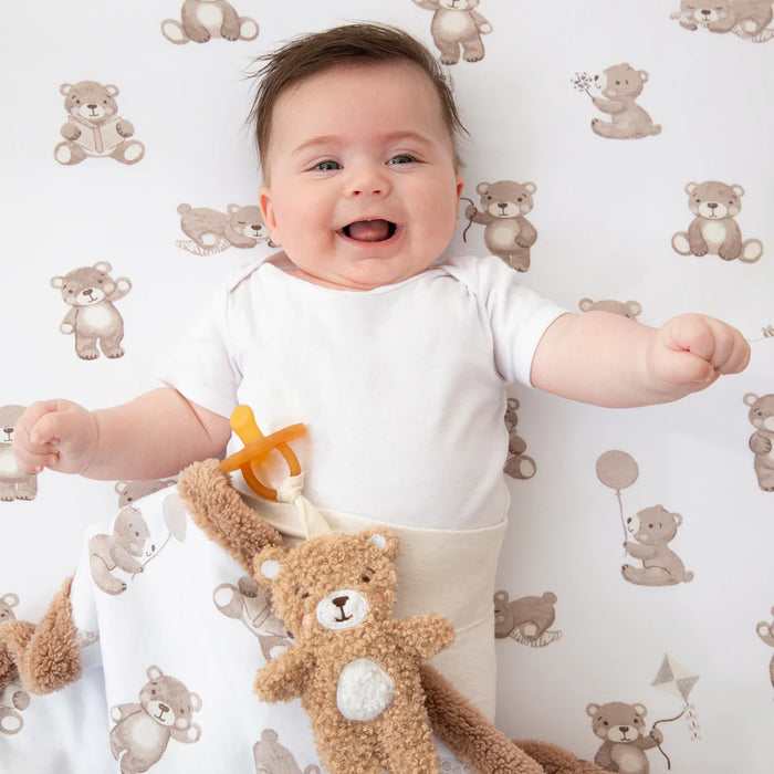 Living Textiles Cotton Fitted Sheet - Cuddly Bear