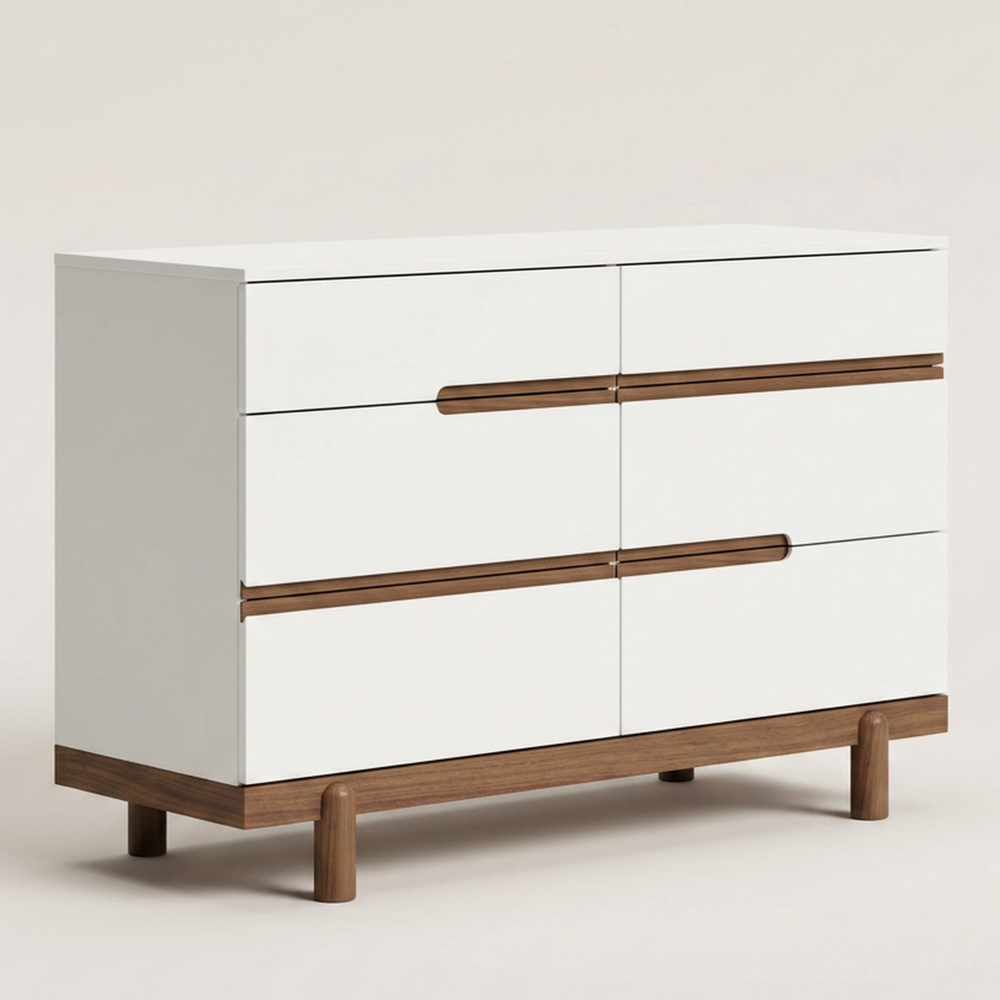 Dadada Bliss 6-Drawer Dresser - White/Walnut (2box)
