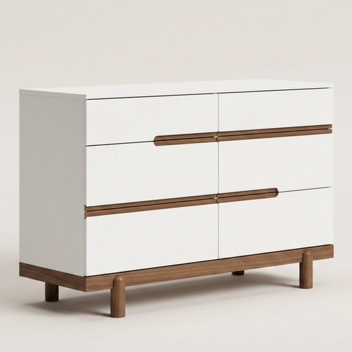 Dadada Bliss 6-Drawer Dresser - White/Walnut (2box)