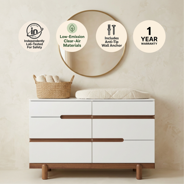 Dadada Bliss 6-Drawer Dresser - White/Walnut (2box)