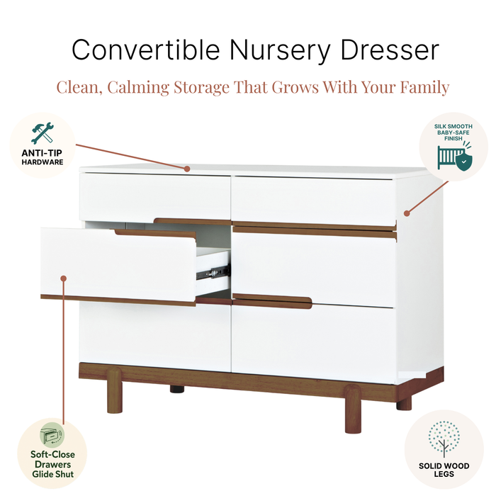 Dadada Bliss 6-Drawer Dresser - White/Walnut (2box)