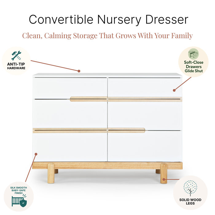 Dadada Bliss 6-Drawer Dresser - White/Natural (2box)
