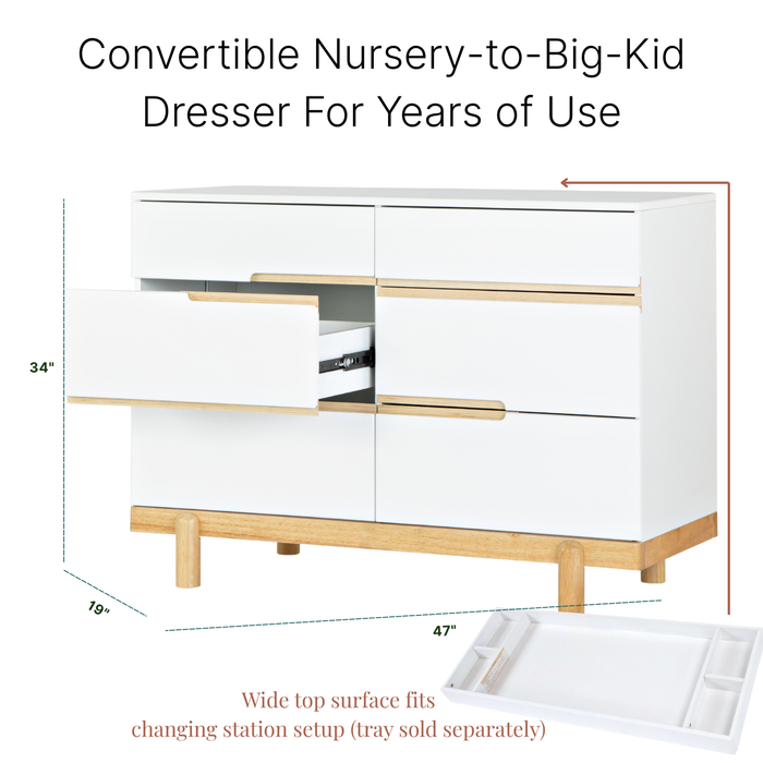 Dadada Bliss 6-Drawer Dresser - White/Natural (2box)